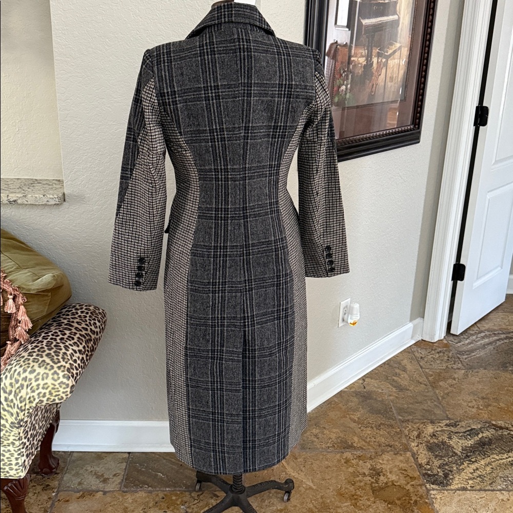 NWT 7 For All Mankind Black and Gray Plaid Wool Blend Coat Size S - Picture 6 of 10